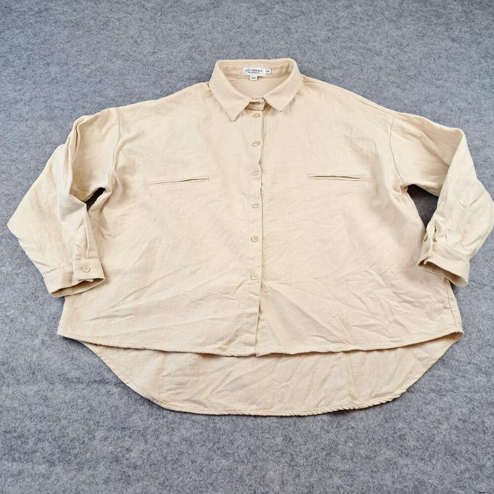 Lili Sidonio Molly Bracken Shirt Womens S/M Beige Linen Blend Oversized